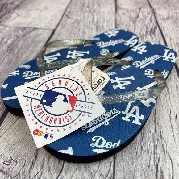 NEW MLB Los Angeles Dodgers Baseball‎ Women's Size 6 Flip Flops Thong Sandals - Picture 6 of 10